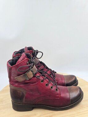 Jafa Boots Womens Distressed  Leather Combat Ankle Zip Lace Up Ss EU 37 U.s 6.5